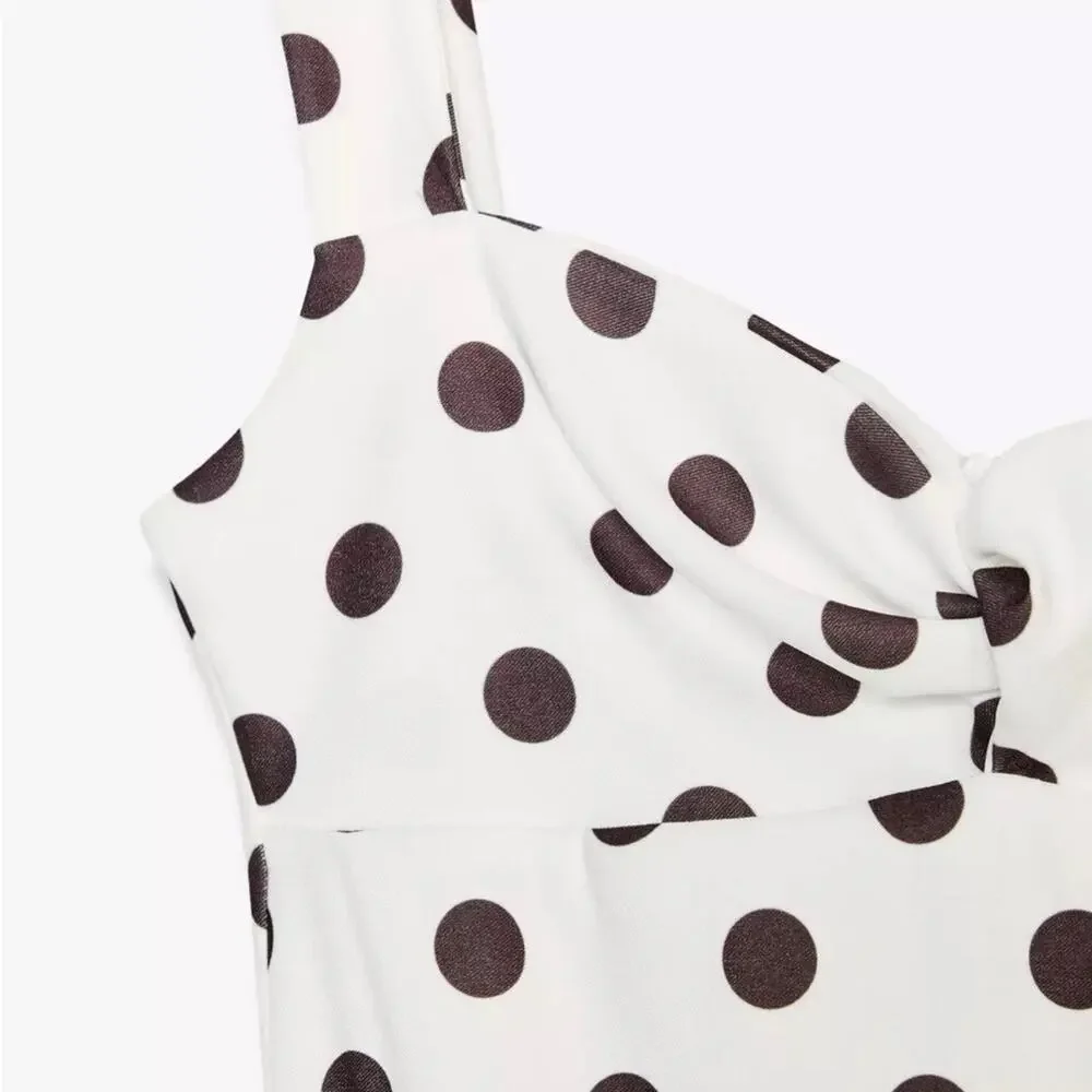 Zara Polka Dot Mini Bubble Balloon Dress Size Small New White Black